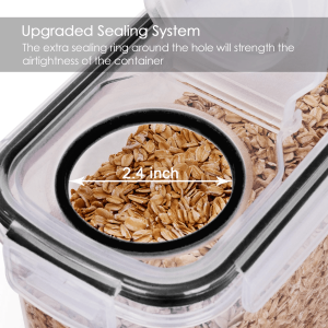 0688ea9a-1663-4bc5-93d8-bb66a01e396c.50c86dd94653f4c7c94aea083361fc7b.png Cereal Storage Container Set of 4, Vtopmart Airtight Food Storage Containers, 135.2 fl oz, Black
