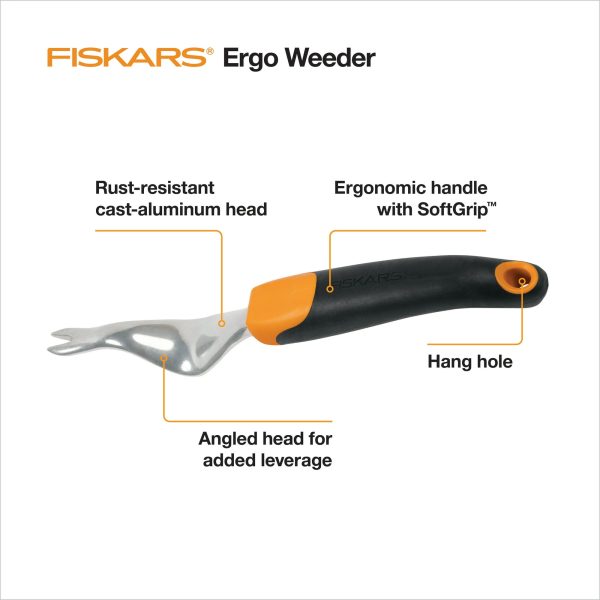 Fiskars Ergo Weeder Garden Tool with Aluminum Head and Ergonomic Handle
