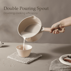 1da01b1e-ea97-45a7-bece-b9143675f65e.5183cbbd7091a65f012dd1d41fd3bbc0 Carote Healthy Ceramic NonStick Saucepan with Induction 7" Non-Toxic Sauce Pan With Lid Cover, Bon Appetit, Taupe, 2QT