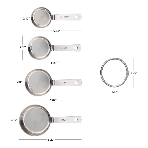 Mainstays Kitchen Stainless Steel 4-Piece Nesting Measuring Cups