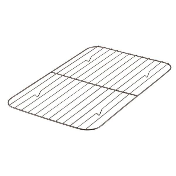 Farberware Bakeware Roasting Pan with Removable Flat Rack - 10.5x15 Inches, Dishwasher Safe, Oven-Safe to 450°F, Non-Stick Finish, Gray