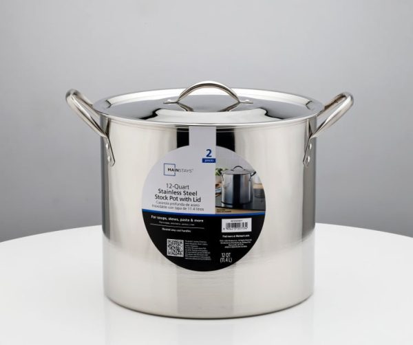 Mainstays 12 Quart Stainless Steel Stock Pot, Silver