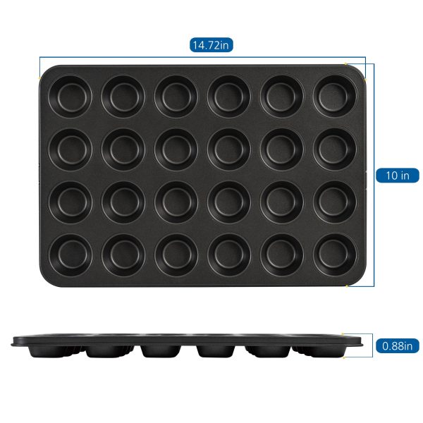 Mainstays 24 Cavity Mini Muffin Pan, Non-Stick Bakeware,1.8 inch Diameter Cups,Gray,Carbon Steel