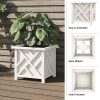 Pure Garden Outdoor Lattice Planter Box - 15.5-Inch Plant Pot, White
