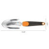 Fiskars 12.25" Cast Aluminum Head, Ergo Flower Bed Trowel, Includes Hang Hole, Black and Orange