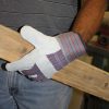 Expert Gardener Men's Gray Leather Palm with Safety Cuff, Large