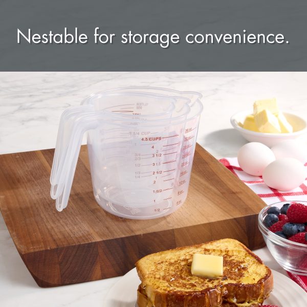 Mainstays 3-Piece Tapered Spout Nesting Plastic Measuring Cups Set, Clear