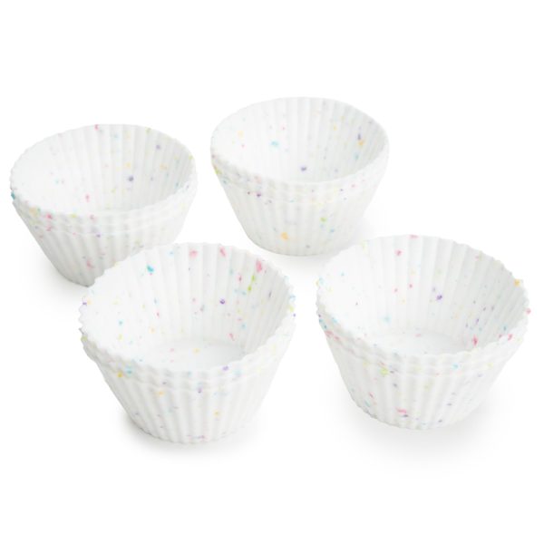 S&T Inc. Reusable Non-Stick Silicone Baking Cups-12 pack-Standard Size-Assorted Colors