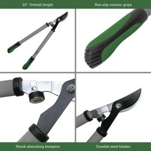 66ef03ff-fb13-41cd-b786-f9c8893bee33.48a9c4e57d881f0c60b558844a03be06.jpeg Expert Gardener 24 inches Steel Bypass Lopper, 1" Cutting Capacity in Green and Black