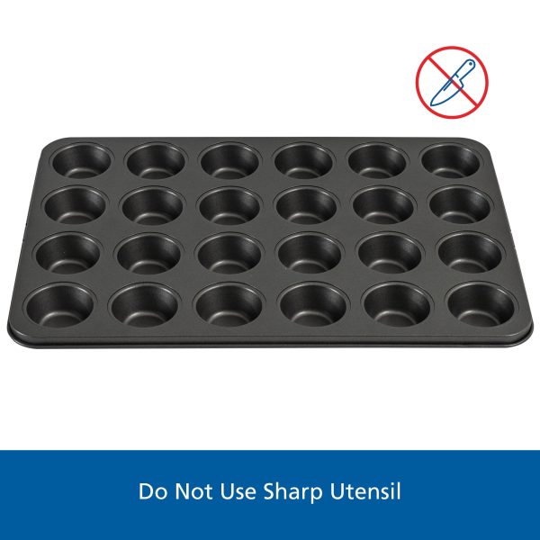 Mainstays 24 Cavity Mini Muffin Pan, Non-Stick Bakeware,1.8 inch Diameter Cups,Gray,Carbon Steel