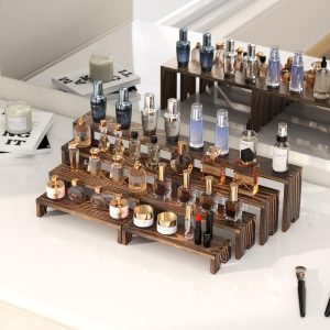 71HAAp137fL 2 Set Large Wooden Tiered Riser Display Stands for Vendor Events,Stackable Wooden Cupcake Stand,Farmhouse Decor Wood Dessert Table Display Set,Vendor Booth Display Items,Food Display Risers for Party(12-11.2-10.4-9.6IN)