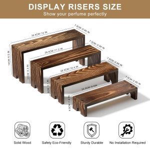 71bRYIH-sqL 2 Set Large Wooden Tiered Riser Display Stands for Vendor Events,Stackable Wooden Cupcake Stand,Farmhouse Decor Wood Dessert Table Display Set,Vendor Booth Display Items,Food Display Risers for Party(12-11.2-10.4-9.6IN)