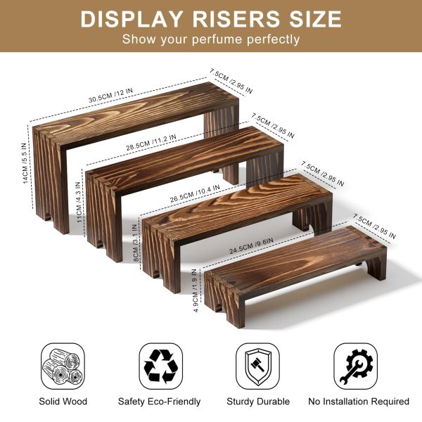 2 Set Large Wooden Tiered Riser Display Stands for Vendor Events,Stackable Wooden Cupcake Stand,Farmhouse Decor Wood Dessert Table Display Set,Vendor Booth Display Items,Food Display Risers for Party（12-11.2-10.4-9.6IN）