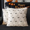 4TH Emotion Halloween Ghost Decorative Pillow Covers 18x18 Set of 2, Beige Soft Plush Faux Fur Farmhouse Throw Cushion Cases for Fall Autumn Holiday Home Decorations