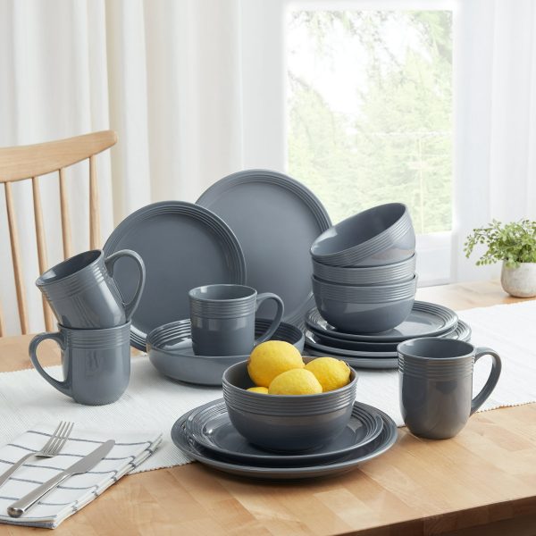 Mainstays Chiara 16-Piece Stoneware Gray Dinnerware Set