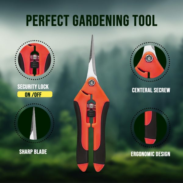 PortableOut Plant Pruning Shears, Stainless Steel Garden Pruner Scissors, Bypass Clippers (3 Pack)