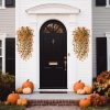 Artificial Fall Fake Flowers for Outdoor Fall Decoration,2 Pcs Faux Hanging Flowers Outdoor Fall Decor,UV Resistant Look Real Faux Mums Silk Flower for Outside Home Porch Patio Yard Balcony Planter