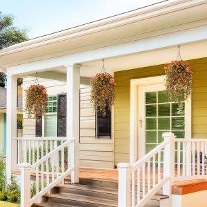 811ed9NPXnL Artificial Fall Fake Flowers for Outdoor Fall Decoration,2 Pcs Faux Hanging Flowers Outdoor Fall Decor,UV Resistant Look Real Faux Mums Silk Flower for Outside Home Porch Patio Yard Balcony Planter