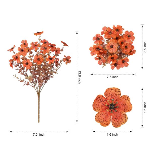 HyeFlora Artificial Fall Flowers Fake Mums Plants for Outdoors Decoration, 14 Bundles Faux Silk Daisy and Ferns UV Resistant Autumn Fake Planter for Home Porch Patio Yard Window Box