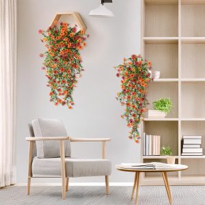 81H8vt9hIzL Artificial Fall Fake Flowers for Outdoor Fall Decoration,2 Pcs Faux Hanging Flowers Outdoor Fall Decor,UV Resistant Look Real Faux Mums Silk Flower for Outside Home Porch Patio Yard Balcony Planter