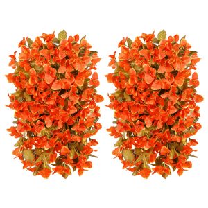 81S2BhwSwhL Bougainvillea Artificial Flowers Plants for Outdoors Outside Fall Autumn Decor, 2 pcs Faux Silk Long Trailing Vines UV Resistant Look Real Orange Fake Flowers for Front Door Porch Planter Urn Patio
