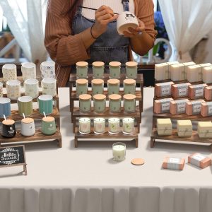 81VYu4duAyL 2 Set Large Wooden Tiered Riser Display Stands for Vendor Events,Stackable Wooden Cupcake Stand,Farmhouse Decor Wood Dessert Table Display Set,Vendor Booth Display Items,Food Display Risers for Party(12-11.2-10.4-9.6IN)