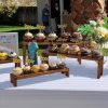 2 Set Large Wooden Tiered Riser Display Stands for Vendor Events,Stackable Wooden Cupcake Stand,Farmhouse Decor Wood Dessert Table Display Set,Vendor Booth Display Items,Food Display Risers for Party（12-11.2-10.4-9.6IN）