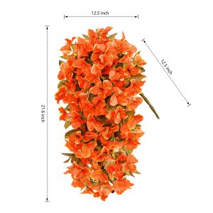 81rCkQ7HT3L Bougainvillea Artificial Flowers Plants for Outdoors Outside Fall Autumn Decor, 2 pcs Faux Silk Long Trailing Vines UV Resistant Look Real Orange Fake Flowers for Front Door Porch Planter Urn Patio