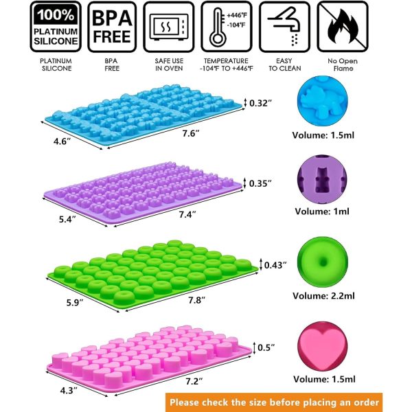 Gummy Bear Candy Molds Silicone, Non-stick Gummy Molds with 2 Droppers, Silicone Candy Molds