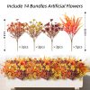 HyeFlora Artificial Fall Flowers Fake Mums Plants for Outdoors Decoration, 14 Bundles Faux Silk Daisy and Ferns UV Resistant Autumn Fake Planter for Home Porch Patio Yard Window Box