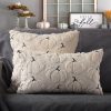4TH Emotion Fall Pumpkins Decorative Pillow Covers 18x18 Set of 2, Beige Soft Plush Faux Fur Wool Farmhouse Throw Cushion Cases for Autumn Thanksgiving Holiday Home Decorations