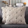 4TH Emotion Fall Pumpkins Decorative Pillow Covers 18x18 Set of 2, Beige Soft Plush Faux Fur Wool Farmhouse Throw Cushion Cases for Autumn Thanksgiving Holiday Home Decorations