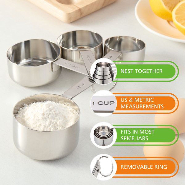Mainstays Kitchen Stainless Steel 4-Piece Nesting Measuring Cups