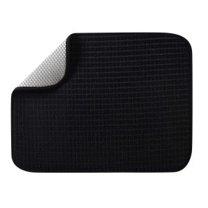 Clorox Dish Drying Mat, Absorbent Microfiber, 50% Recycled for Kitchen, 15" x 20" Black