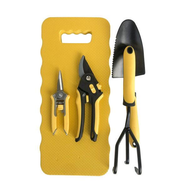Expert Gardener Gardening Tools Metal Set 5 Piece- Black and Yellow