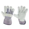 Expert Gardener Men's Gray Leather Palm with Safety Cuff, Large