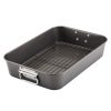 Farberware Bakeware Roasting Pan with Removable Flat Rack - 10.5x15 Inches, Dishwasher Safe, Oven-Safe to 450°F, Non-Stick Finish, Gray