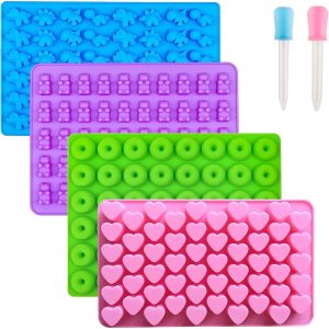 Gummy Bear Candy Molds Silicone, Non-stick Gummy Molds with 2 Droppers, Silicone Candy Molds
