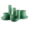 Mainstays 30-Piece Plastic Check Pattern Dinnerware Bundle Set, Green