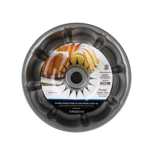 Mainstays 9" Round Nonstick Carbon Steel Fluted Cake Pan, Gray