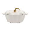 The Pioneer Woman 3.5-Quart Pumpkin-Shaped Enamel on Cast Iron Dutch Oven, Linen