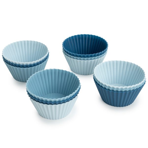 S&T Inc. Reusable Non-Stick Silicone Baking Cups-12 pack-Standard Size-Assorted Colors