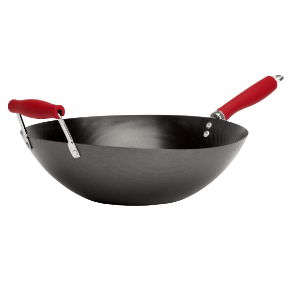 Tasty Carbon Steel Non-Stick Stir Fry Pan/Wok, 14 inch, Red