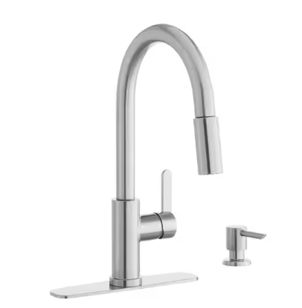Glacier Bay
Paulina Single-Handle Pull-Down Sprayer Kitchen Faucet with TurboSpray, FastMount, Soap Dispenser in Stainless Steel