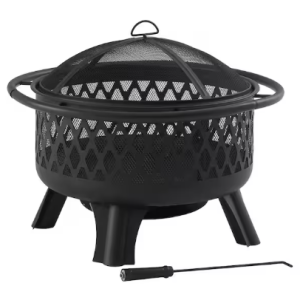 Hampton Bay
Piedmont 29.6 in. W Black Steel Wood Outdoor Fire Pit with Screen and Poker Included