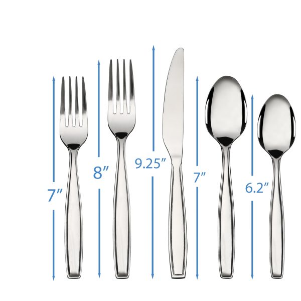 Mainstays Fairport 20 Piece Adult Stainless Steel Flatware Set, Silver, Tableware Service for 4
