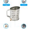 Mainstays Stainless Steel 3 Cup Flour Hand-Crank Sifter with Beechwood Handle Silver