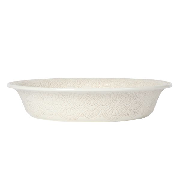 The Pioneer Woman Vintage Lace 10-Inch Stoneware Baking Pie Pan & Tart Dish, Cream