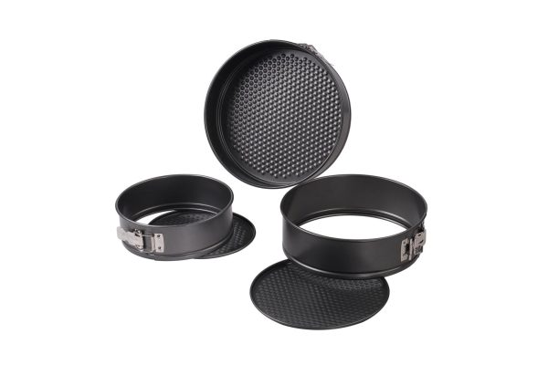 Mainstays, 8", 9", 10" Round Nonstick Carbon Steel Springform Cake Pans, Gray, Set of 3