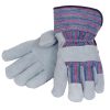 Expert Gardener Men's Gray Leather Palm with Safety Cuff, Large